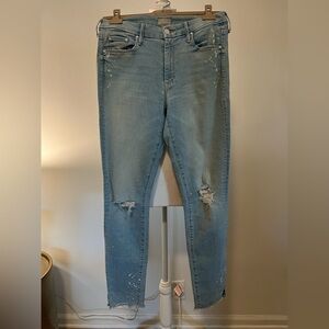 Mother The Looker Sacred Slit Ankle in “Nice Shot” wash size 28